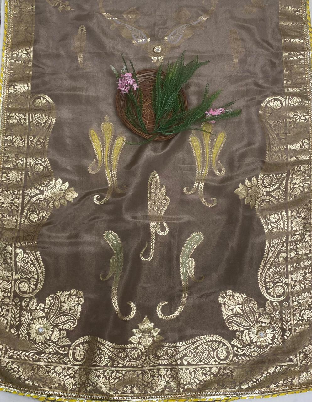 Shimmer Banarasi Mouse Suit Fabric/ Karwachauth Collection