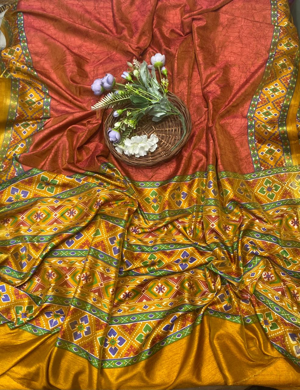 Patola Silk Yellow Suit Fabric / Summer Elegance
