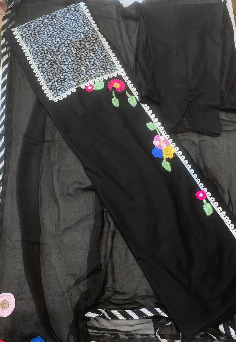 Cotton Black Suit Fabric / Magic Of Resham 2025