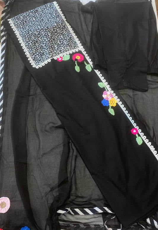Cotton Black Suit Fabric / Magic Of Resham 2025