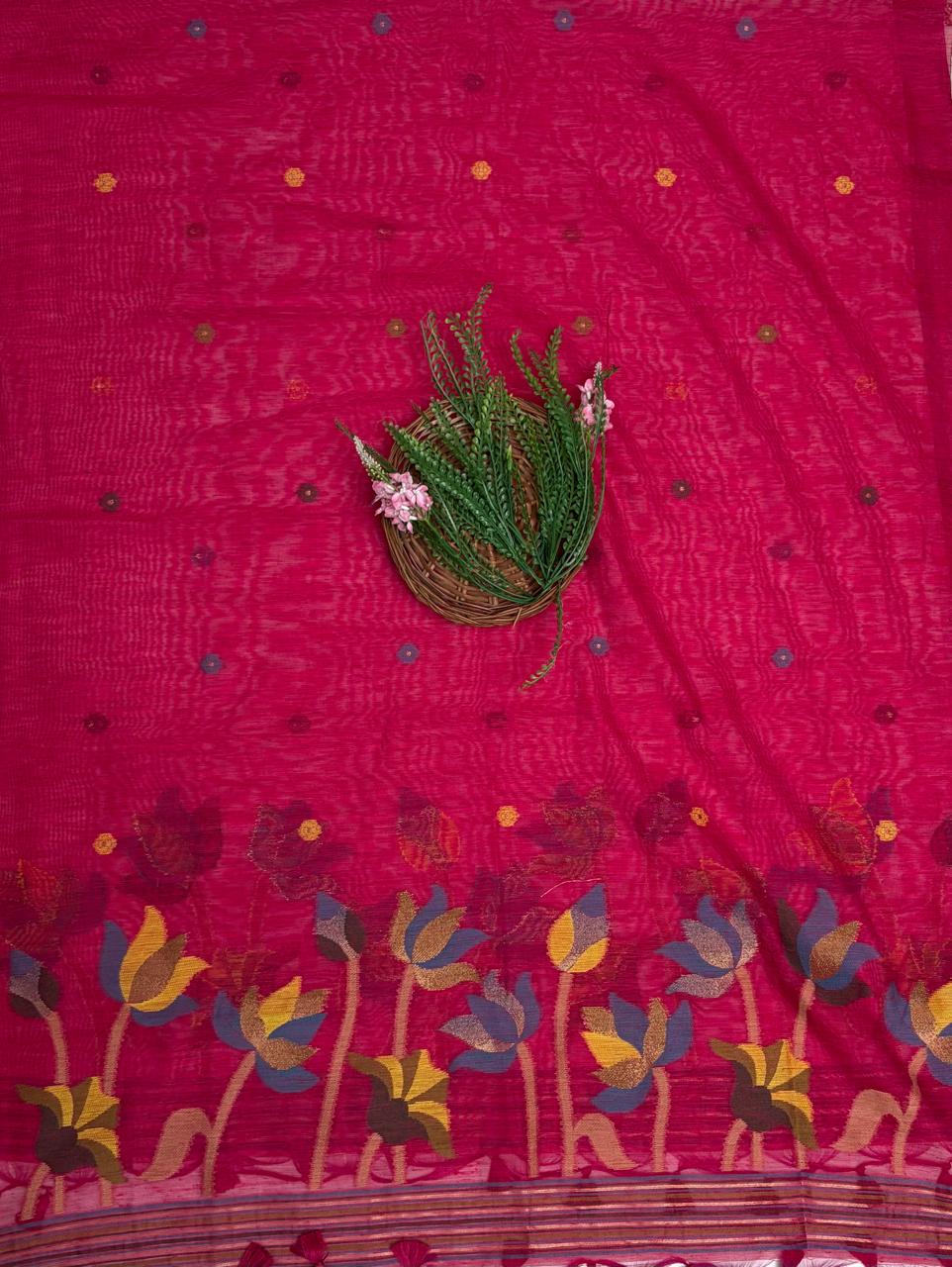 Jamdani Magenta Suit Fabric / Jamdani Suits