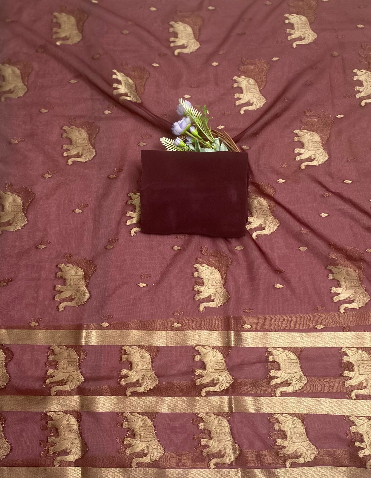 Brocade Dark Brown Suit Fabric / Banarasi Baithak