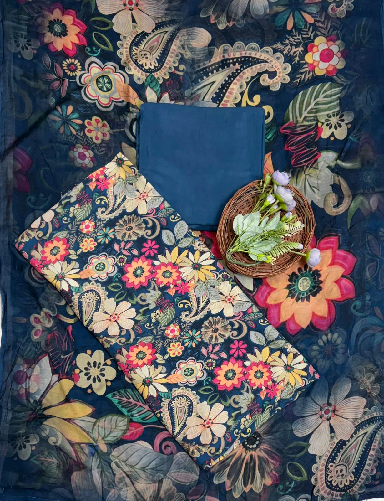 Muslin Navy Blue Suit Fabric / Muslin Suits