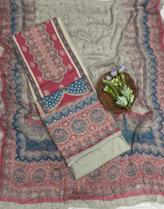 605A Muslin Dusty Pink With Grey  Suit Fabric / CKC Muslin Suits