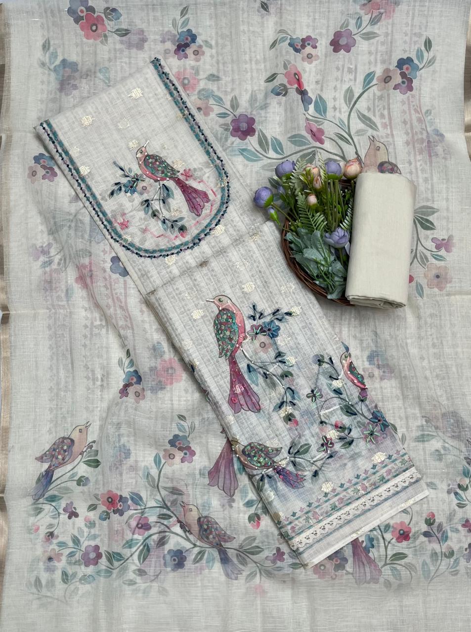 CKC 854 Kotta Doria Off White Suit Fabric/ Mal Cotton