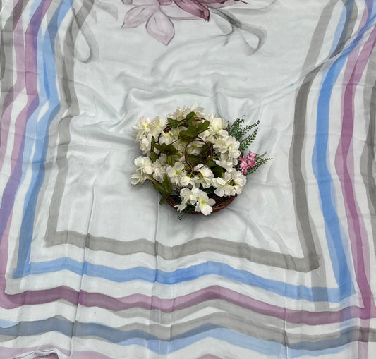 क्रेप गुलाबी सूट संग्रह / हाथ से पेंट किए गए सूट