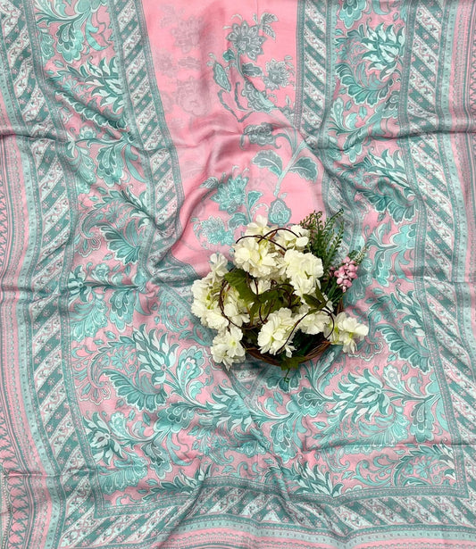 Ckc 36 Chinon Jacquard Grey With Pink  Suit Fabric / CKC Phoolon Ka Ghar