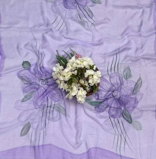 510A Crepe Lilac Suit Fabric/ CKC Hand Painted Suits