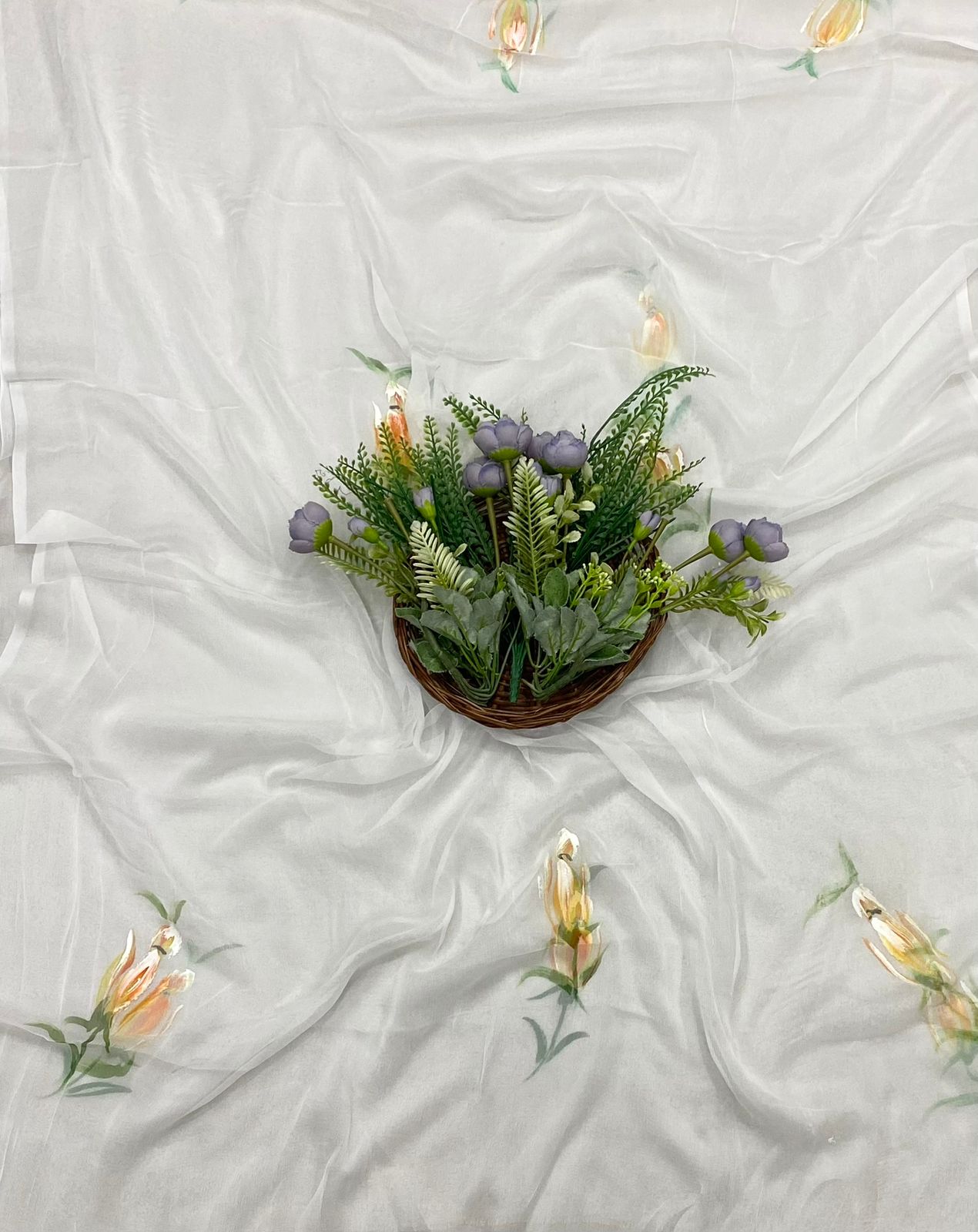 898A Cotton White With Purple Suit Fabric / CKC Cotton Bazaar