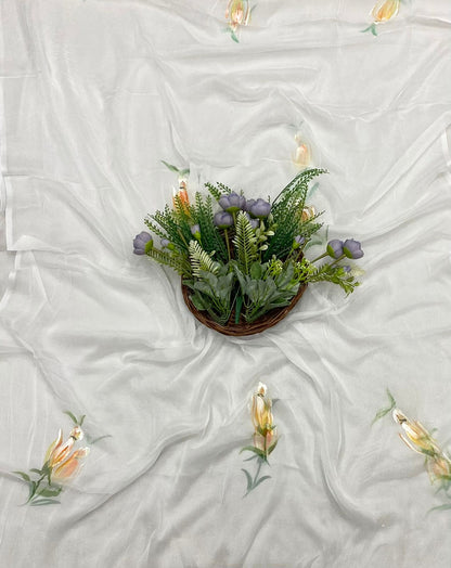 898A Cotton White With Purple Suit Fabric / CKC Cotton Bazaar