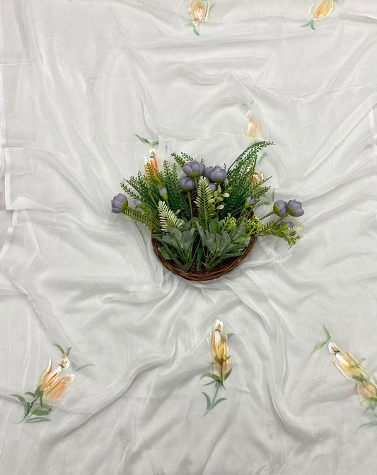 898A Cotton White With Purple Suit Fabric / CKC Cotton Bazaar