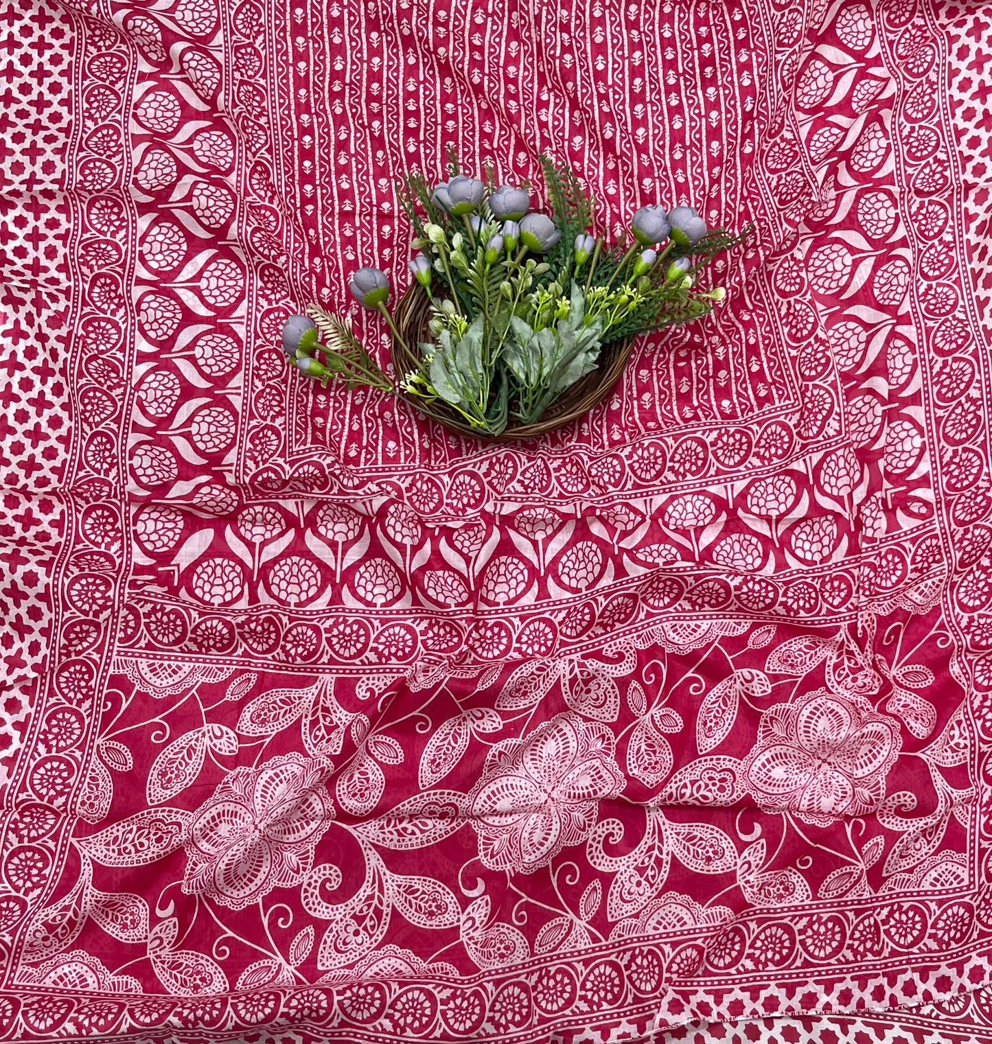 CKC 17B Cotton Red Magenta Suit Fabric / CKC Cotton Bazaar