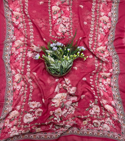 977A Georgette Carrot Pink Suit Fabric / CKC Georgette Suits