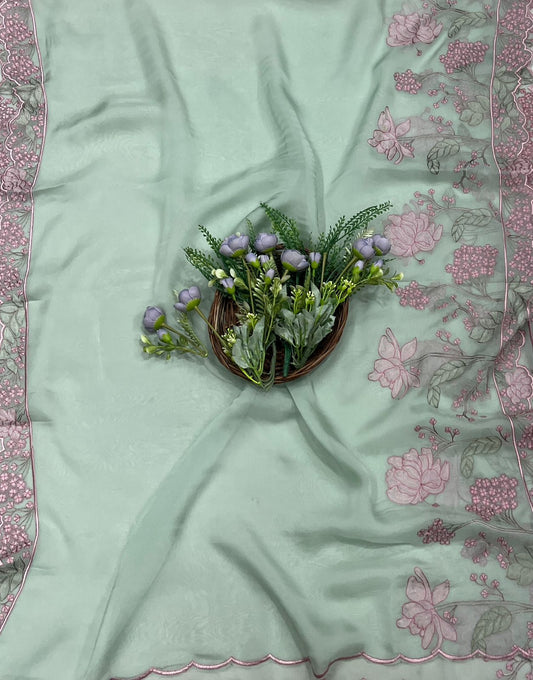 994A Organza Dusty Sea Green Suit Fabric/ CKC Partywear Collection