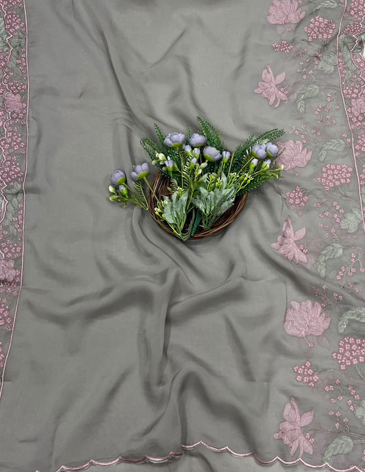 996A Organza Dusty Gray Suit Fabric/ CKC Partywear Collection
