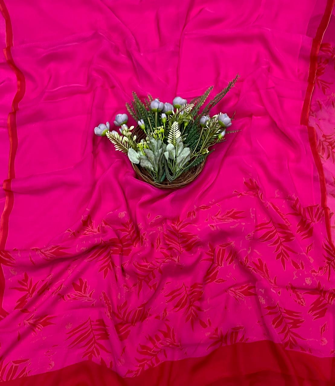 841A Chiffon Hot Pink Suit Fabric/ CKC Chiffon Suits