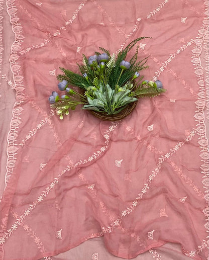 74B Lakhnavi Georgette Dusty Peach Suit Fabric/ CKC Lakhnavi Suits