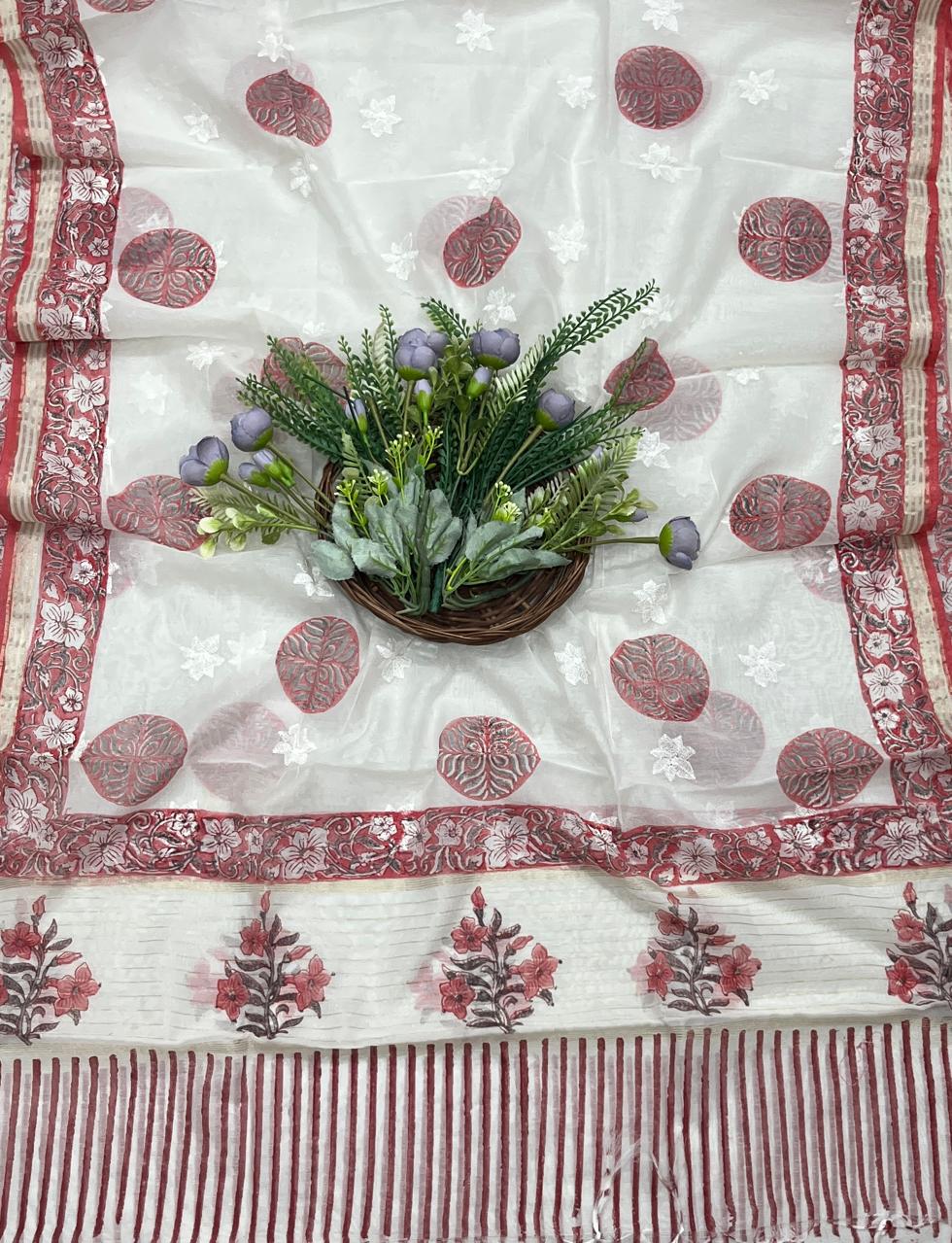 45B Mul Red Color Suit Fabric / CKC Mul Cotton