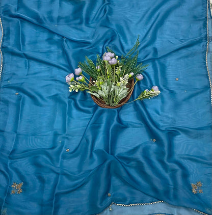 86B Self Organza Peacock Blue Suit Fabric/ CKC Partywear Collection