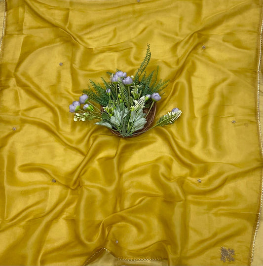 85B Self Organza Mustard Suit Fabric/ CKC Partywear Collection