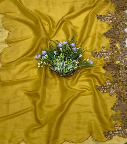 99B Self Organza Mustard Color Suit Fabric/ CKC Partywear Collection
