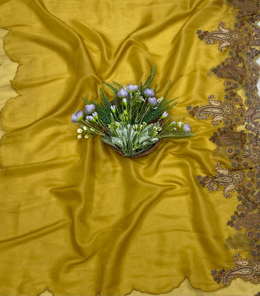 99B Self Organza Mustard Color Suit Fabric/ CKC Partywear Collection