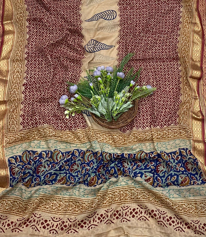 139B Cotton Blue With Maroon Color Suit Fabric / CKC Cotton Bazaar