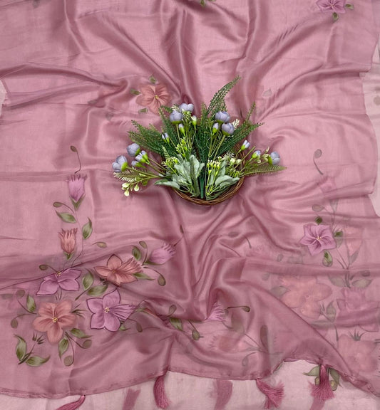 106B Self Organza Dusty Rose Color Suit Fabric/ CKC Partywear Collection