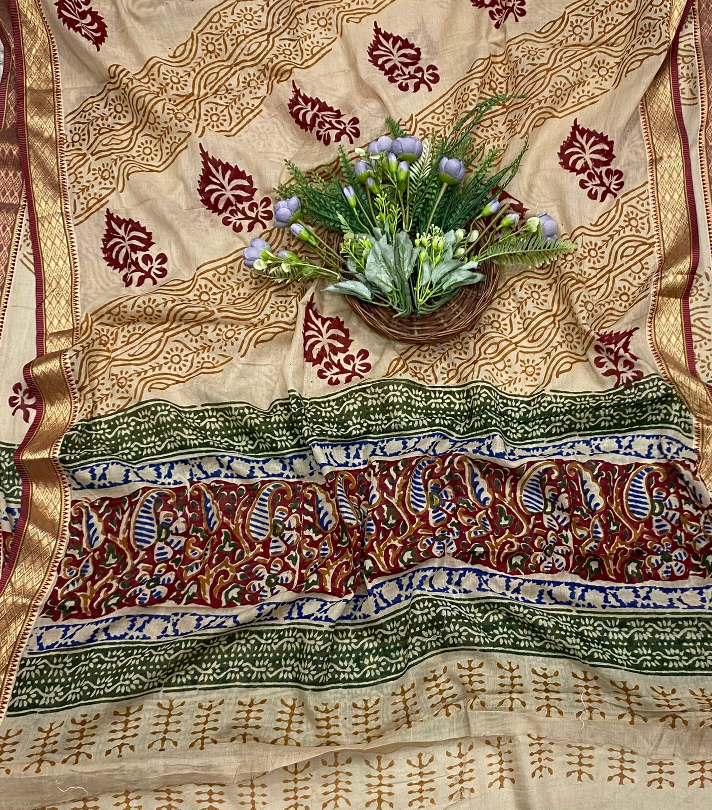 159B Cotton Maroon With Mustard Color Suit Fabric / CKC Cotton Bazaar