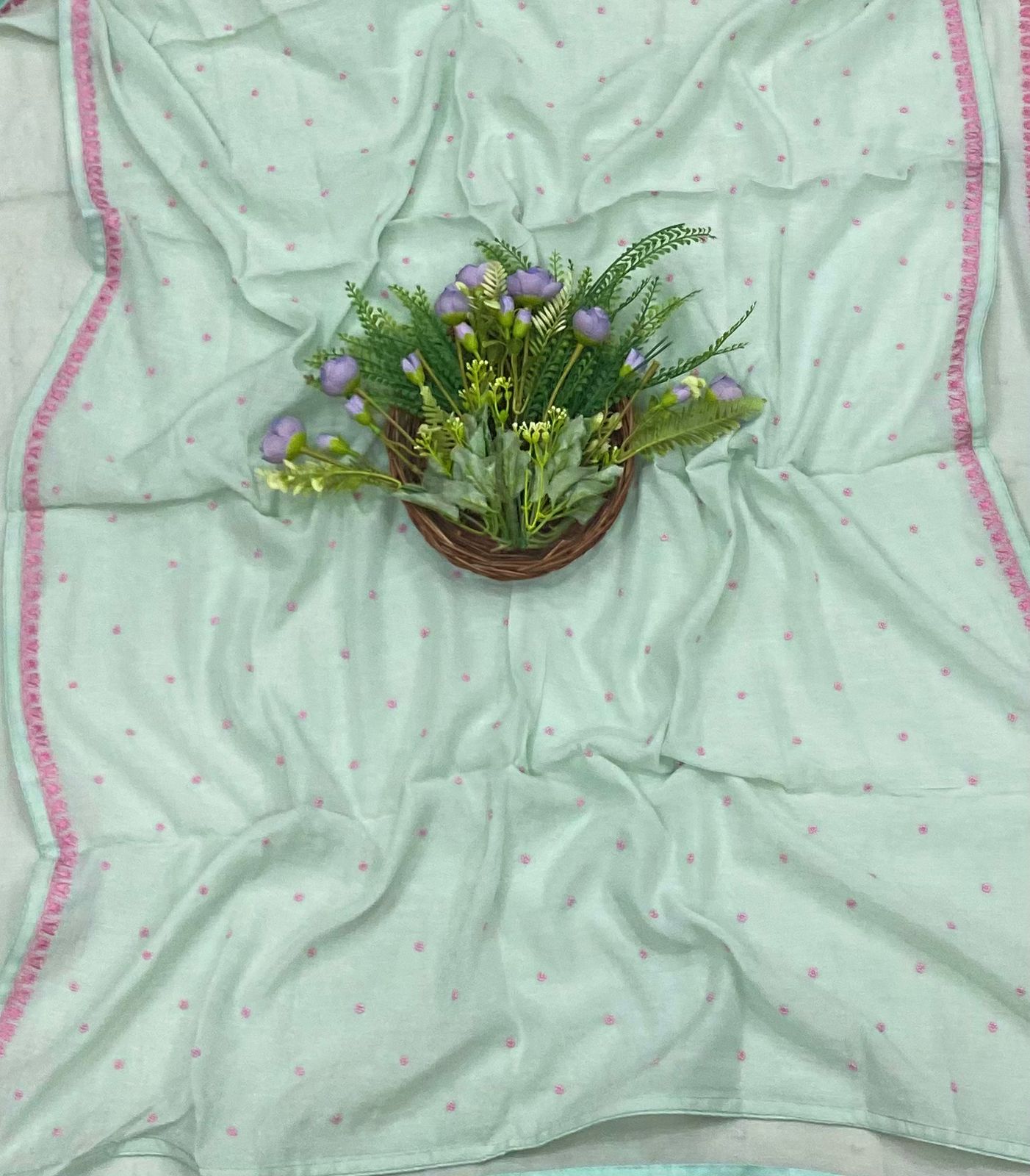 179B Mul Cotton Light Green Color Suit Fabric / CKC Mul Cotton