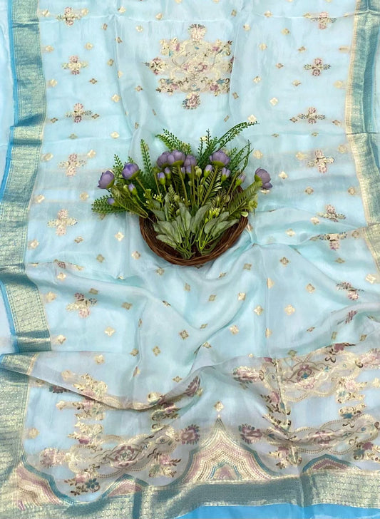 Organza Ice Blue suits Fabric/ CKC Partywear Collection
