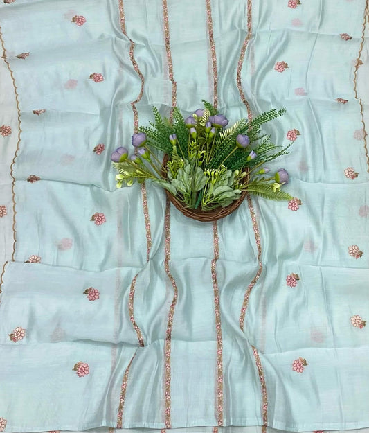 191B Mul Cotton Light Blue  Suit Fabric/ CKC Mul Cotton