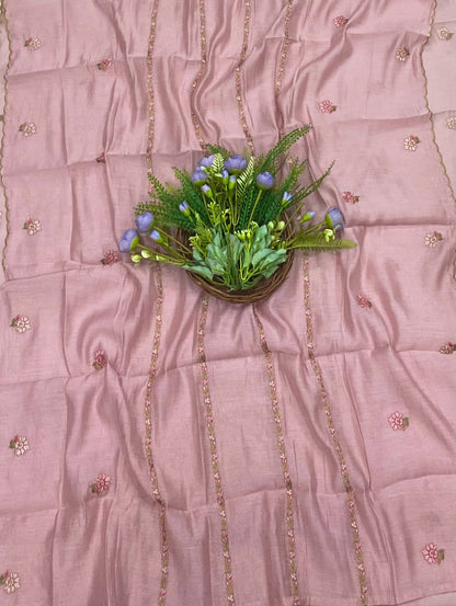 192B Mul Cotton Dusty Peach Suit Fabric/ CKC Mul Cotton