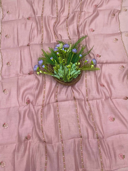 192B Mul Cotton Dusty Peach Suit Fabric/ CKC Mul Cotton