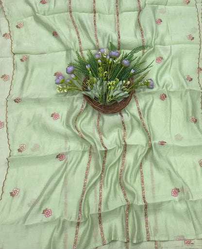 190B Mul Cotton Pista Green  Suit Fabric/ CKC Mul Cotton