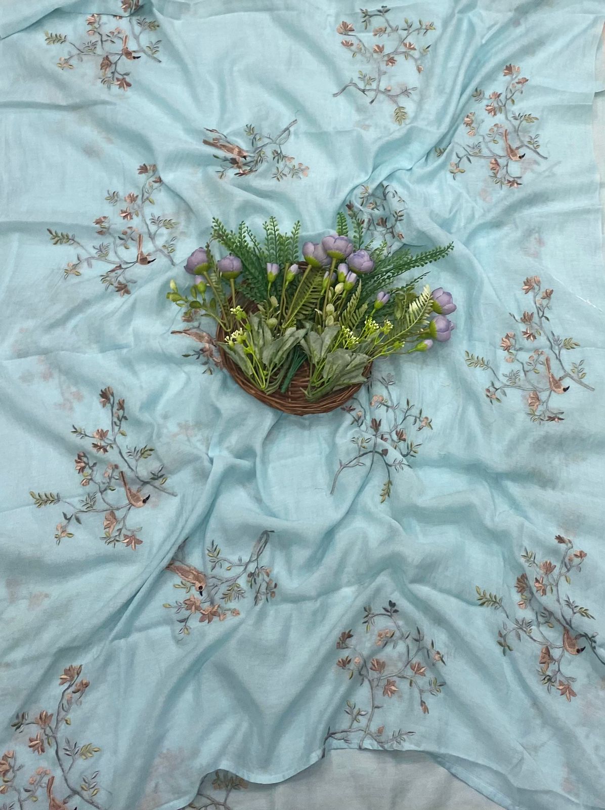238A Mul Cotton Blue Suit Fabric/ CKC Mul Cotton