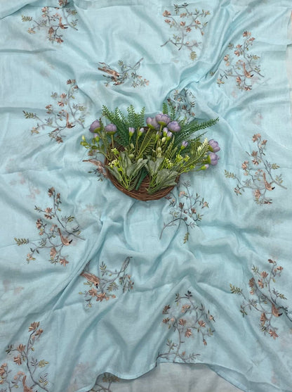 238A Mul Cotton Blue Suit Fabric/ CKC Mul Cotton