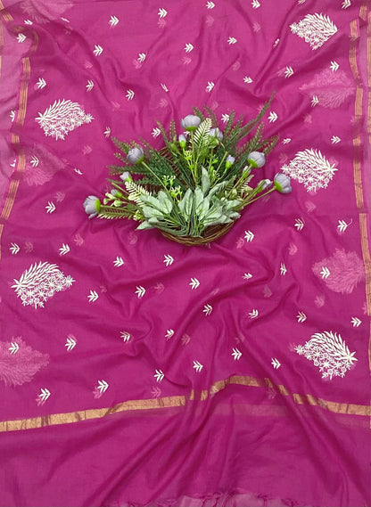 368 Mul Cotton Magenta Suit Fabric/ CKC Mul Cotton