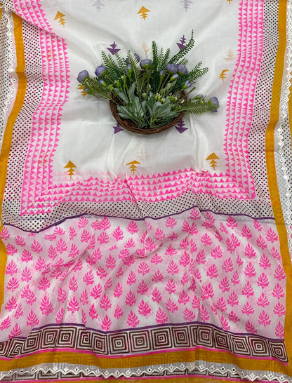 CKC 297B Cotton Pink and white Suit Fabric / CKC Cotton Bazaar