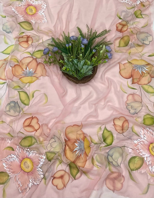 273B Crepe light pink Suit Fabric/ CKC Hand Painted Suits