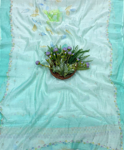 310B Pure Mul Cotton Mint Green Color Suit Fabric / CKC Mul Cotton