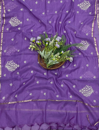 49B Mul Cotton Purple Color Suit Fabric / CKC Mul Cotton