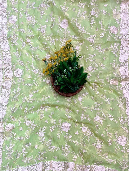415A Crepe Pista Green Suit Fabric/ CKC Partywear Collection