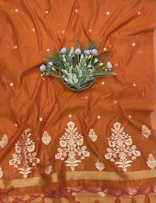 394B Jamdani Rust Orange Suit Fabric / CKC Jamdani Suits