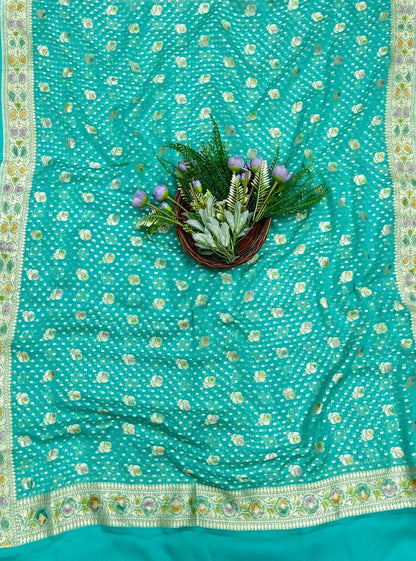 440B Pure Khaddi Silk Sea Green Suit Fabric / CKC Banarasi Edit