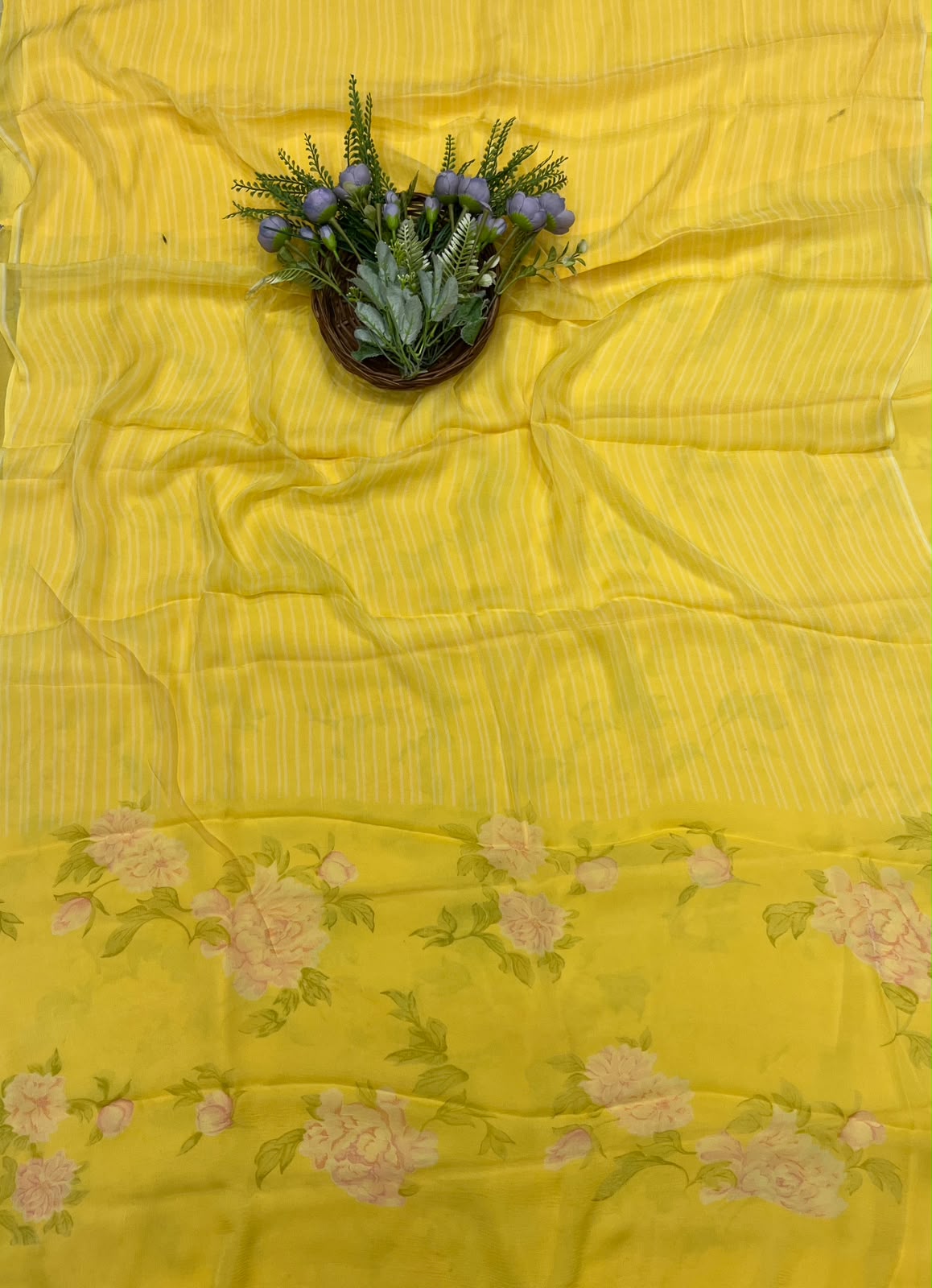 466B Chiffon Yellow Suit Fabric / CKC Chiffon Suits