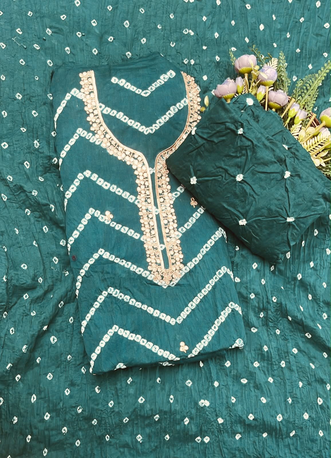 174A Jaipuri Cotton Dark Green Suit Fabric / CKC Jaipuri Suits