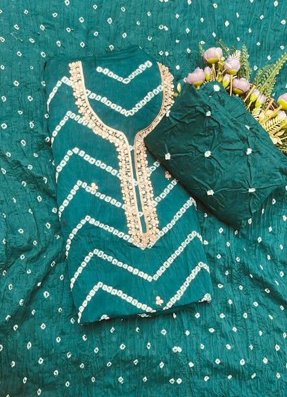 174A Jaipuri Cotton Dark Green Suit Fabric / CKC Jaipuri Suits