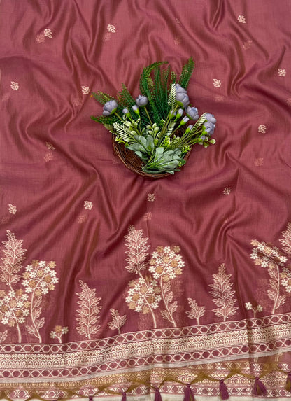 212C Jamdani Beige With Carrot Suit Fabric / CKC Jamdani Suits