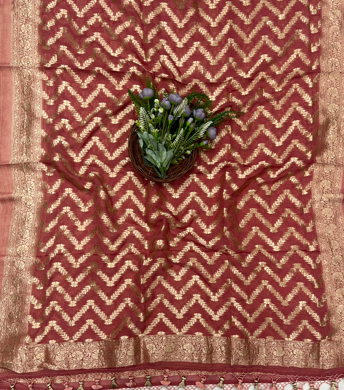 233C Banarasi Georgette Rust Red Suit Fabric / CKC Banarasi Edit
